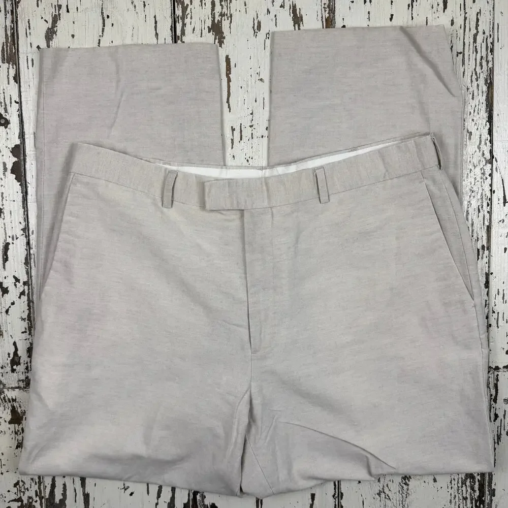 Axist Linen Dress pant men’s 38x30 flat front cream color Linen /cotton blend
